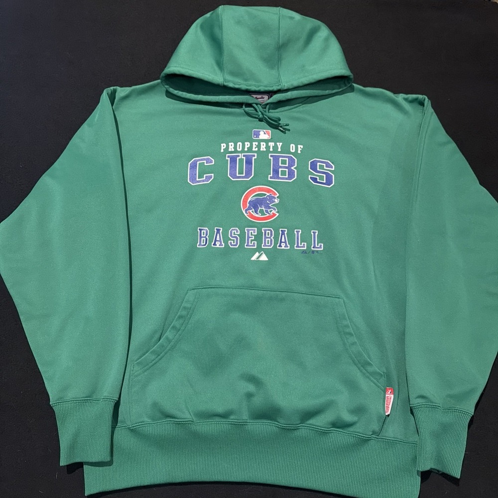 Chicago Cubs Majestic Therma Base Hoodie Green Sweatshirt Men's Large